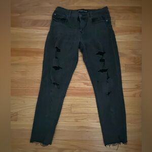 Express Black Distressed Skinny Jeans